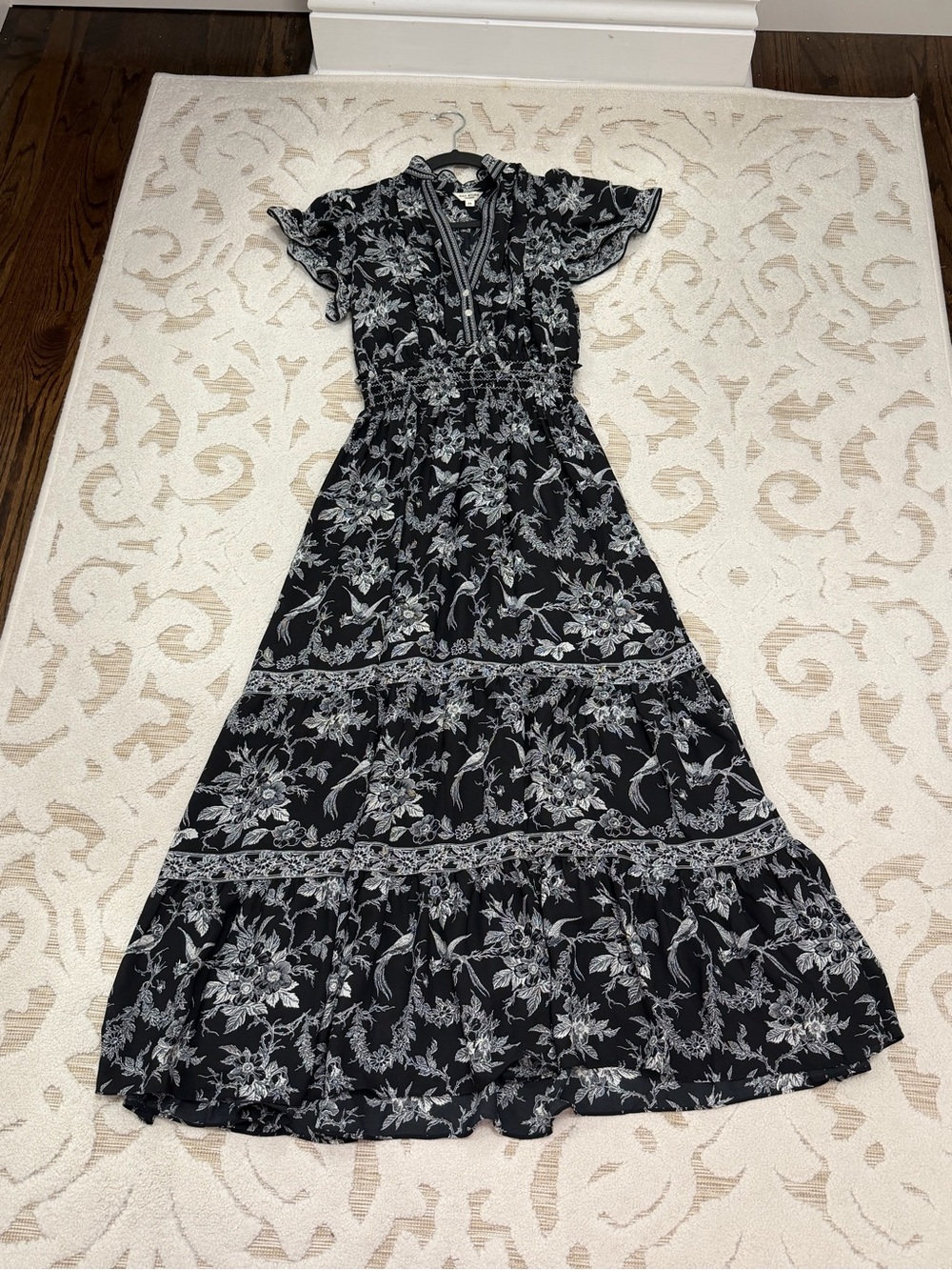 Max Studio Black Floral Tiered Maxi Dress
